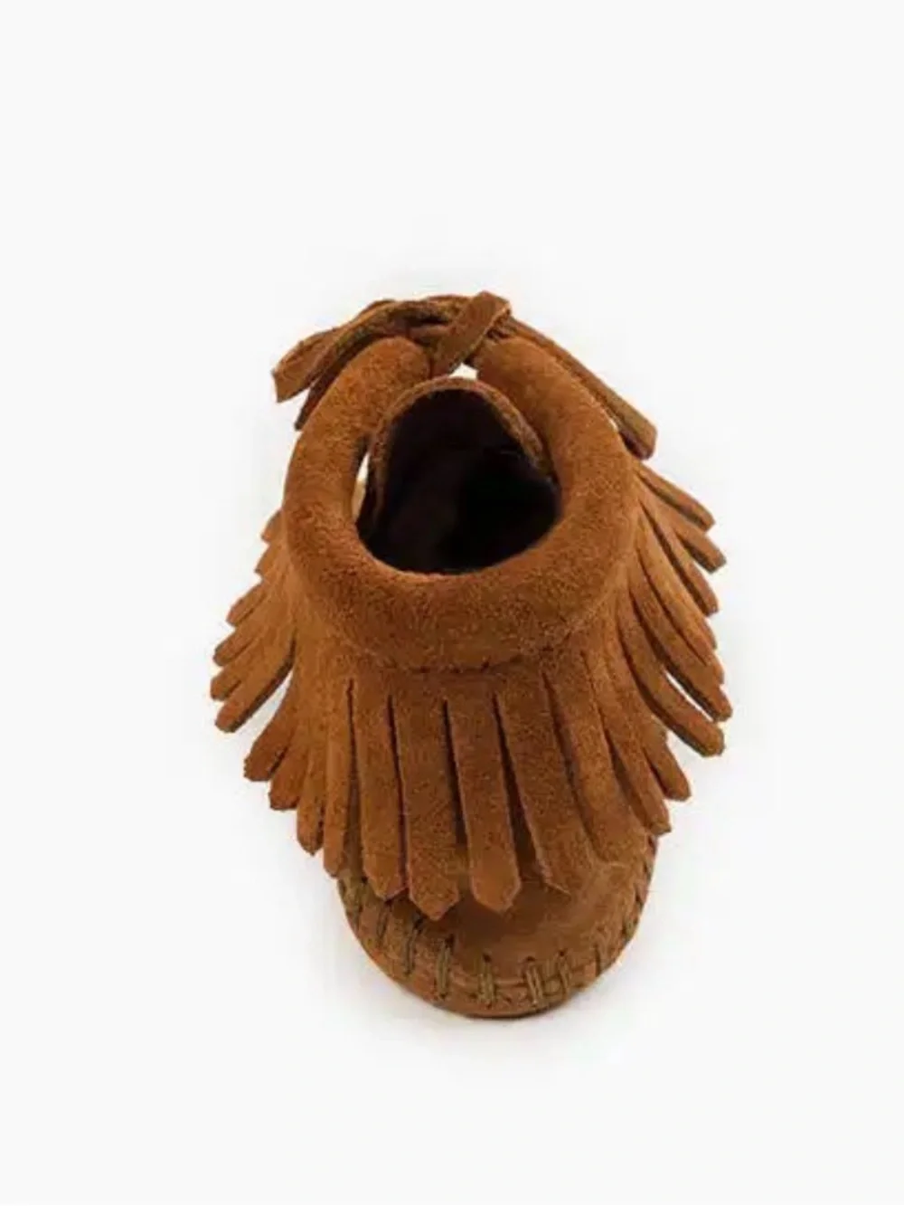 Kids Suede Fringe Moccasin Bootie in Brown